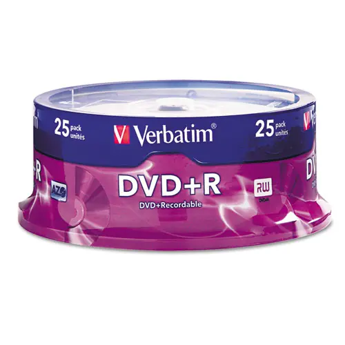 Verbatim® DVD+R Recordable Disc, 4.7 GB, 16x, Spindle, Silver, 25/Pack