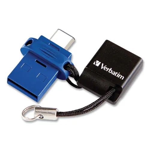 Verbatim® Store n' Go Dual USB 3.0 Flash Drive for USB-C Devices, 32 GB, Blue
