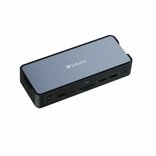 Verbatim® USB-C Pro Docking Station 15-in-1, Audio/DisplayPort/HDMI/Micro SD/RJ45/SD/USB-A/USB-C, Gray