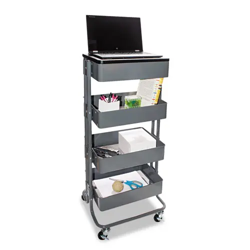 Vertiflex® Adjustable Multi-Use Storage Cart and Stand-Up Workstation, Gray