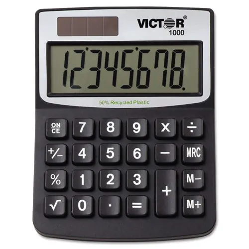 Victor® 1000 Minidesk Calculator, 8-Digit LCD
