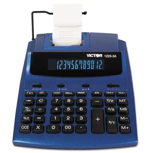 Victor® 1225-3A Antimicrobial Two-Color Printing Calculator, Blue/Red Print, 3 Lines/Sec