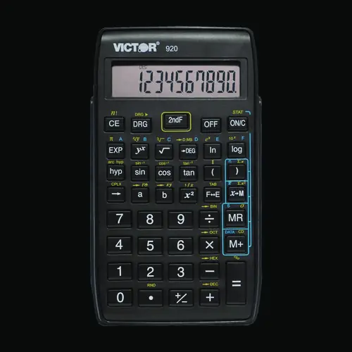 Victor® 920 Compact Scientific Calculator with Hinged Case, 10-Digit LCD