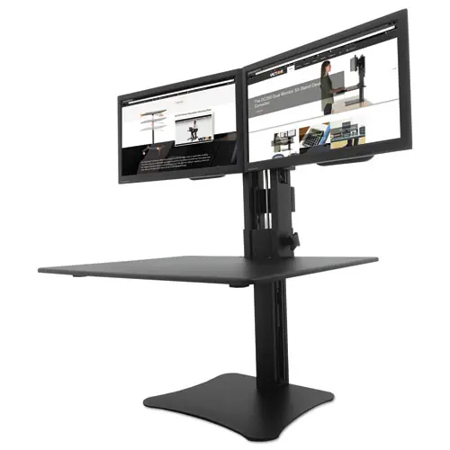 Victor® High Rise Dual Monitor Standing Desk Workstation, Black, Adjustable Height 10.5" to 15.5", 28" x 23"