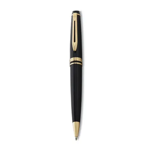 Waterman Expert Ballpoint Pen, Retractable, Medium 1 mm, Blue Ink, Black/Gold Barrel