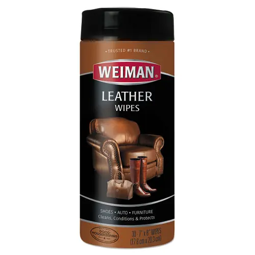 WEIMAN® Leather Wipes, White, 30 Wipes/Canister, 4 Canisters/Carton