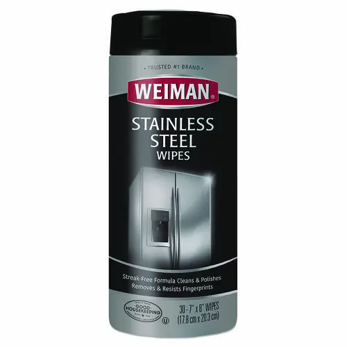 WEIMAN® Stainless Steel Wipes, White, 7" x 8", 30 Wipes/Canister