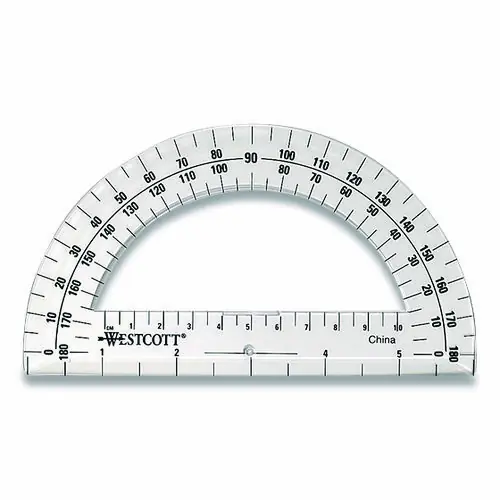 Westcott® 180 Degree Protractor, Plastic, 6" Ruler Edge, Clear