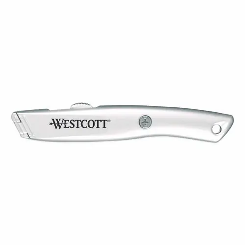 Westcott® Aluminum Safety Cutter with Ceramic Blade, Aluminum Handle, Silver