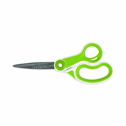 Westcott® CarboTitanium Bonded Scissors, 8" Long, Straight White/Green Handle
