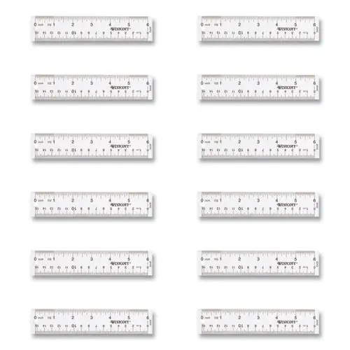 Westcott® Clear Flexible Acrylic Ruler, Standard/Metric, 6" (15 cm), Clear, 12/Box