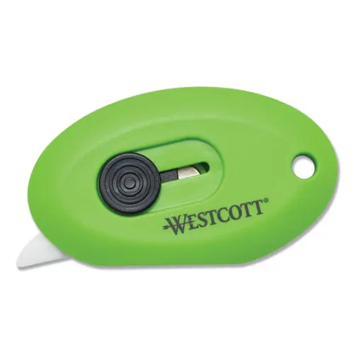 Westcott® Compact Safety Ceramic Blade Box Cutter, Retractable Blade, Green