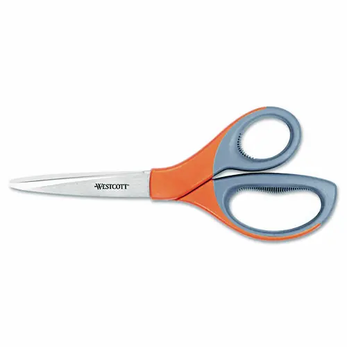 Westcott® Elite Series Stainless Steel Shears, 8" Long, 3.5" Cut Length, Straight Orange Handle