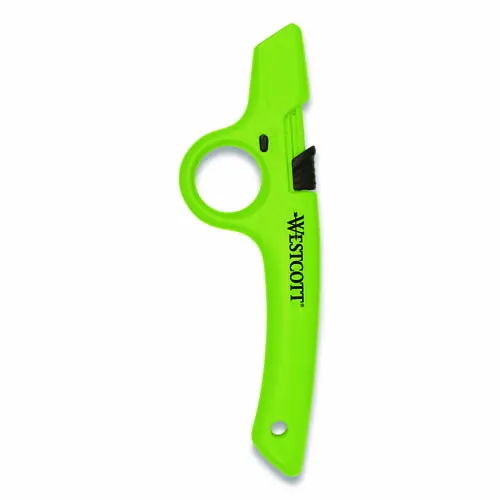 Westcott® Full Size Retractable Box Cutter, Plastic Handle, Green, 6/Box
