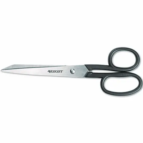 Westcott® Kleencut Stainless Steel Shears, 8" Long, 3.75" Cut Length, Straight Black Handle