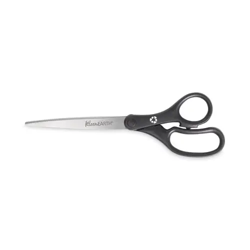 Westcott® KleenEarth Basic Plastic Handle Scissors, 9" Long, 4.25" Cut Length, Straight Black Handle