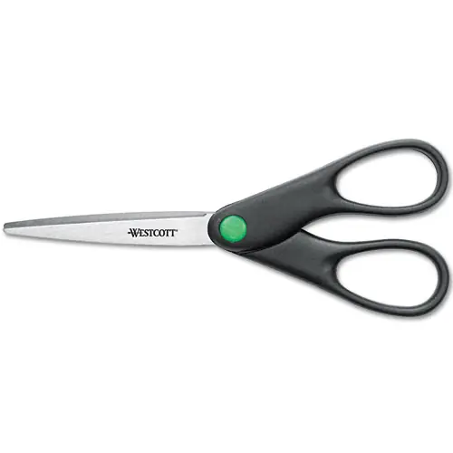 Westcott® KleenEarth Scissors, 7" Long, 2.75" Cut Length, Straight Black Handle