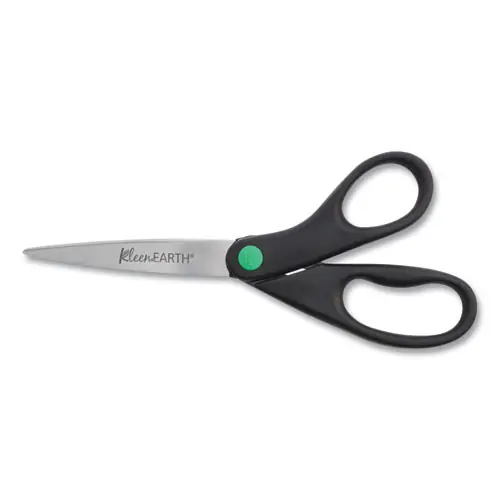 Westcott® KleenEarth Scissors, 8" Long, 3.25" Cut Length, Straight Black Handle