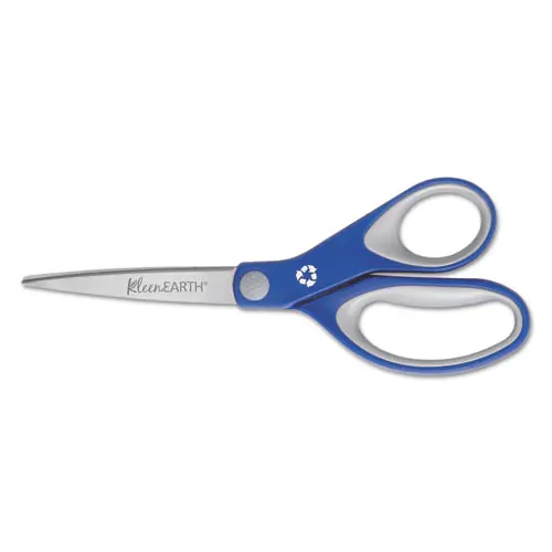 Westcott® KleenEarth Soft Handle Scissors, 8" Long, Straight Blue/Gray Handle