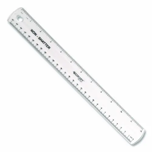 Westcott® Non-Shatter Flexible Ruler, 12" Plastic, Clear, Standard/Metric