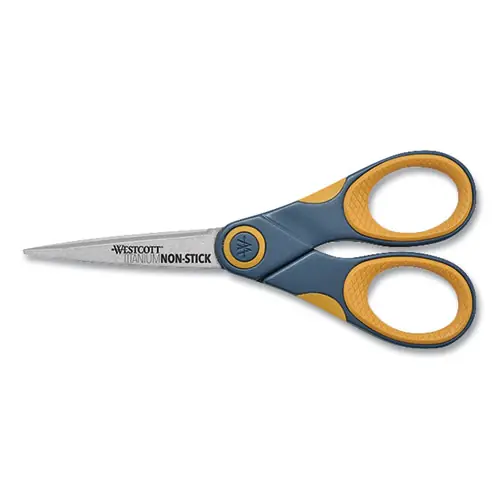 Westcott® Non-Stick Titanium Bonded Scissors, 5" Long, Straight Gray/Orange Handle