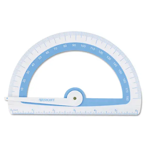 Westcott® Soft Touch School Protractor with Antimicrobial Protection, Plastic, 6" Ruler Edge, Assorted Colors