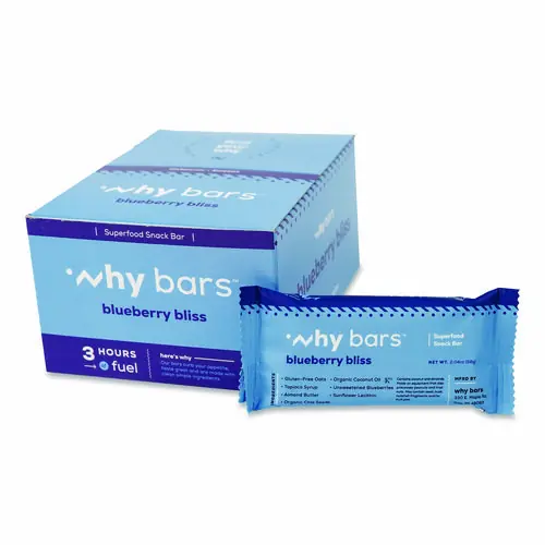 Why Bars™ Superfood Snack Bar, Blueberry Bliss, 2.04 oz, 12/Box
