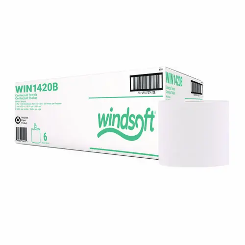 Windsoft® Center-Flow Perforated Paper Towel Roll, White, 6 Rolls/Carton