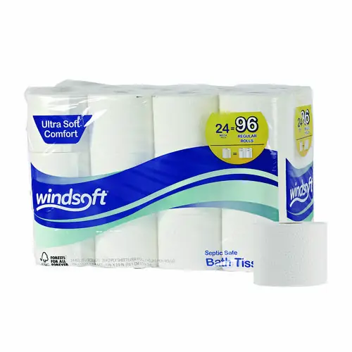 Windsoft® Premium Bath Tissue, Septic Safe, 2-Ply, White, 24 Rolls/Carton