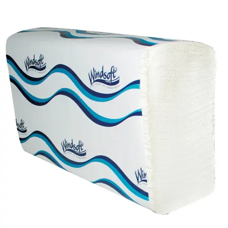 Windsoft Multi-fold Paper Towels, 1-Ply, White, 9.4" x 9.2", 16 Packs