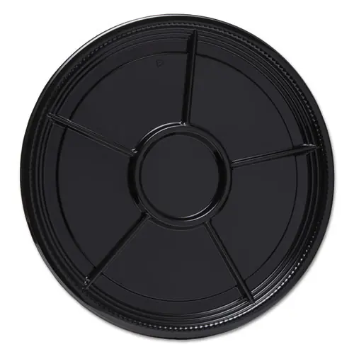 WNA Caterline Casuals Thermoformed Platters, 6 Compartments, 16" Diameter, Black, Plastic, 25/Carton