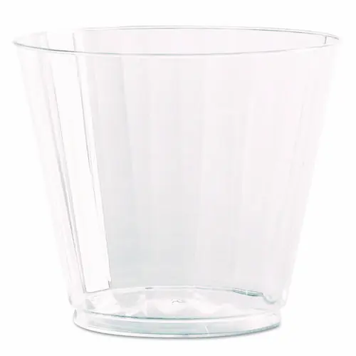 WNA Classic Crystal Plastic Tumblers, 9 oz, Clear, Fluted, Squat, 20/Pack, 12 Packs/Carton