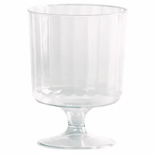 WNA Classic Crystal Plastic Wine Glasses on Pedestals, 5 oz, Clear, 10/Pack, 24 Packs/Carton
