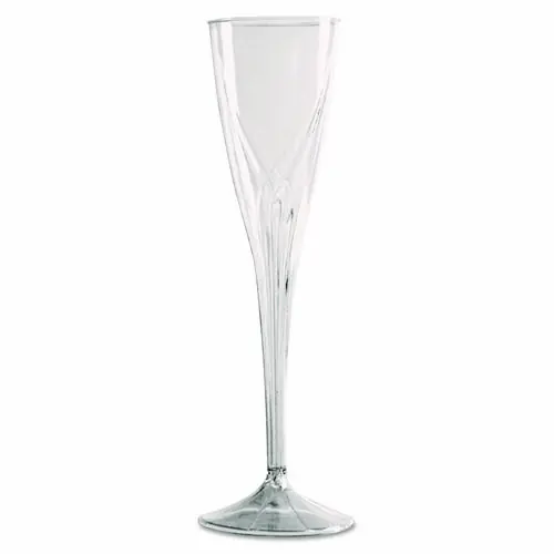 WNA Classicware One-Piece Champagne Flutes, 5 oz, Plastic, Clear, 10/Pack, 10 Packs/Carton