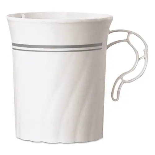 WNA Classicware Plastic Coffee Mugs, 8 oz, Silver - 8/Pack, 24 Packs/Carton