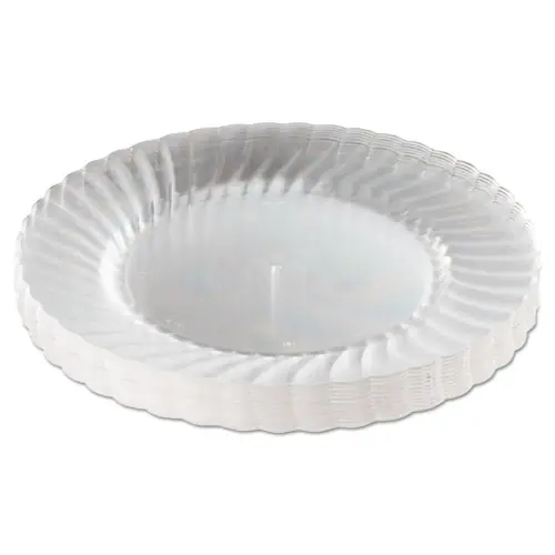 WNA Classicware Plastic Plates, 9" dia, Clear, 12/Pack