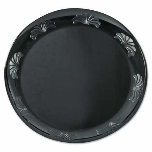 WNA Designerware Plastic Plates, 7.5" dia, Black, 10/Pack, 18 Packs/Carton
