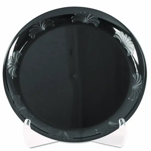 WNA Designerware Plastic Plates, 9" dia, Black, 10/Pack, 18 Packs/Carton