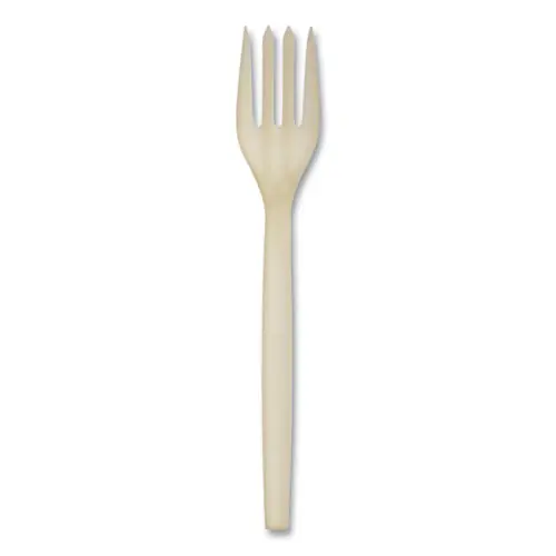WNA EcoSense Renewable Plant Starch Cutlery Fork, Plastic, Cream - 50 Pack