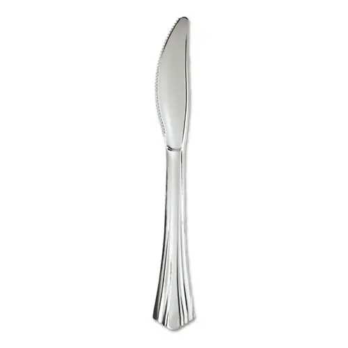 WNA Heavyweight Plastic Knives, Reflections Design, Silver, 600/Carton
