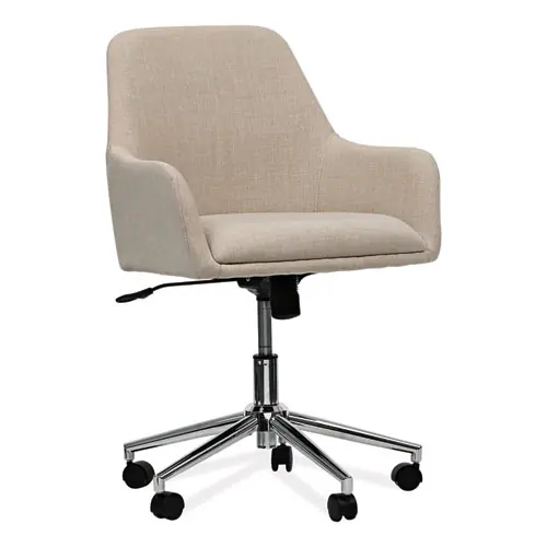 Workspace by Alera® Mid-Century Task Chair, Cream, Adjustable Height, Supports Up to 275 lb