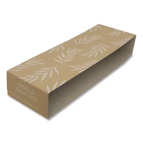 World Centric® Fiber Container Sleeves, World Centric Leaf Design, 7.5 x 10 x 3.25, Natural, Paper