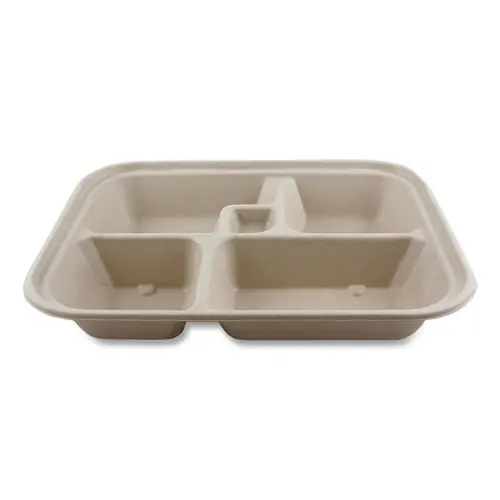 World Centric® Fiber Containers, Bento Box, 5 Compartments, Natural, Paper