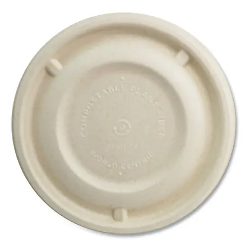 World Centric® Fiber Lids for Bowls, 4.7" Diameter, Natural, Paper, 500/Carton