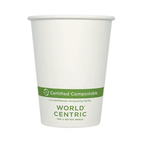 World Centric® Paper Hot Cups, 12 oz, White, 1,000/Carton