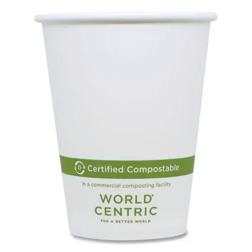 World Centric® Paper Hot Cups, 8 oz, White, 1,000/Carton