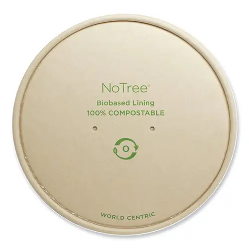 World Centric® Paper Lids for Bowls, 5.9" Diameter, Natural, 300/Carton