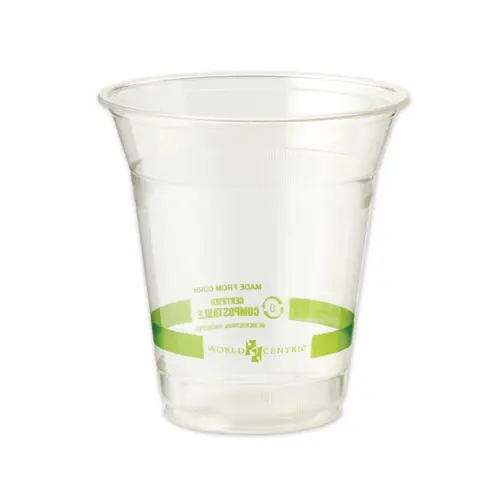 World Centric® PLA Clear Cold Cups, 12 oz, Plastic, Clear, 1,000/Carton