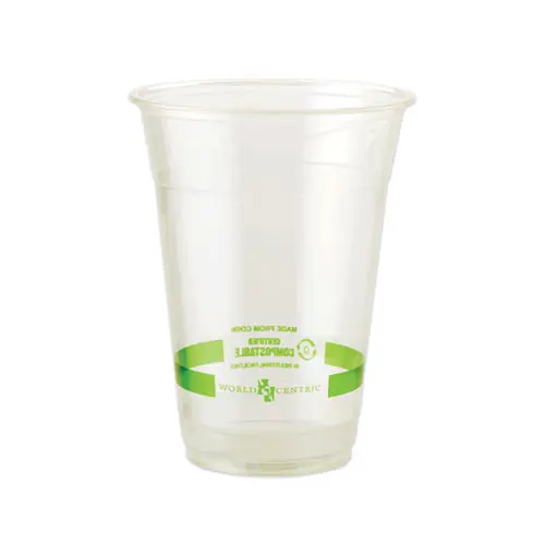 World Centric® PLA Clear Cold Cups, 16 oz, Clear, 1,000/Carton