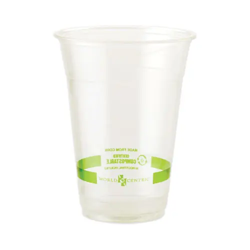 World Centric® PLA Clear Cold Cups, 20 oz, Plastic, Clear, 1,000/Carton